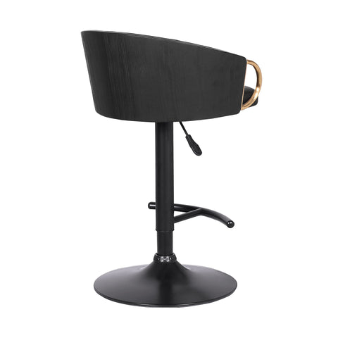 Solstice - Adjustable Black Swivel Barrstool - Black Powder / Gold - Premium Adjustable Height from Armen Living - Just $220! Shop now at brett interiors