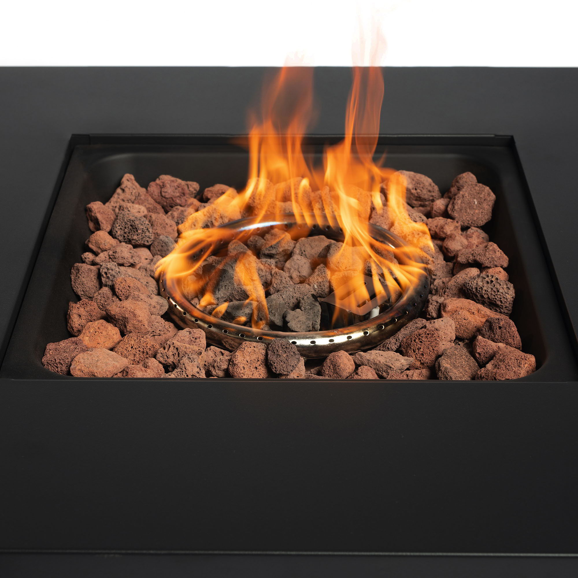 40000Btu Square Propane Fire Pit Table Steel Tabletop With Textilene Side Panel, Steel Lid And Rocks - Black / Gray - Premium Fire Pits from AS Outdoor Heating - Just $261! Shop now at brett interiors