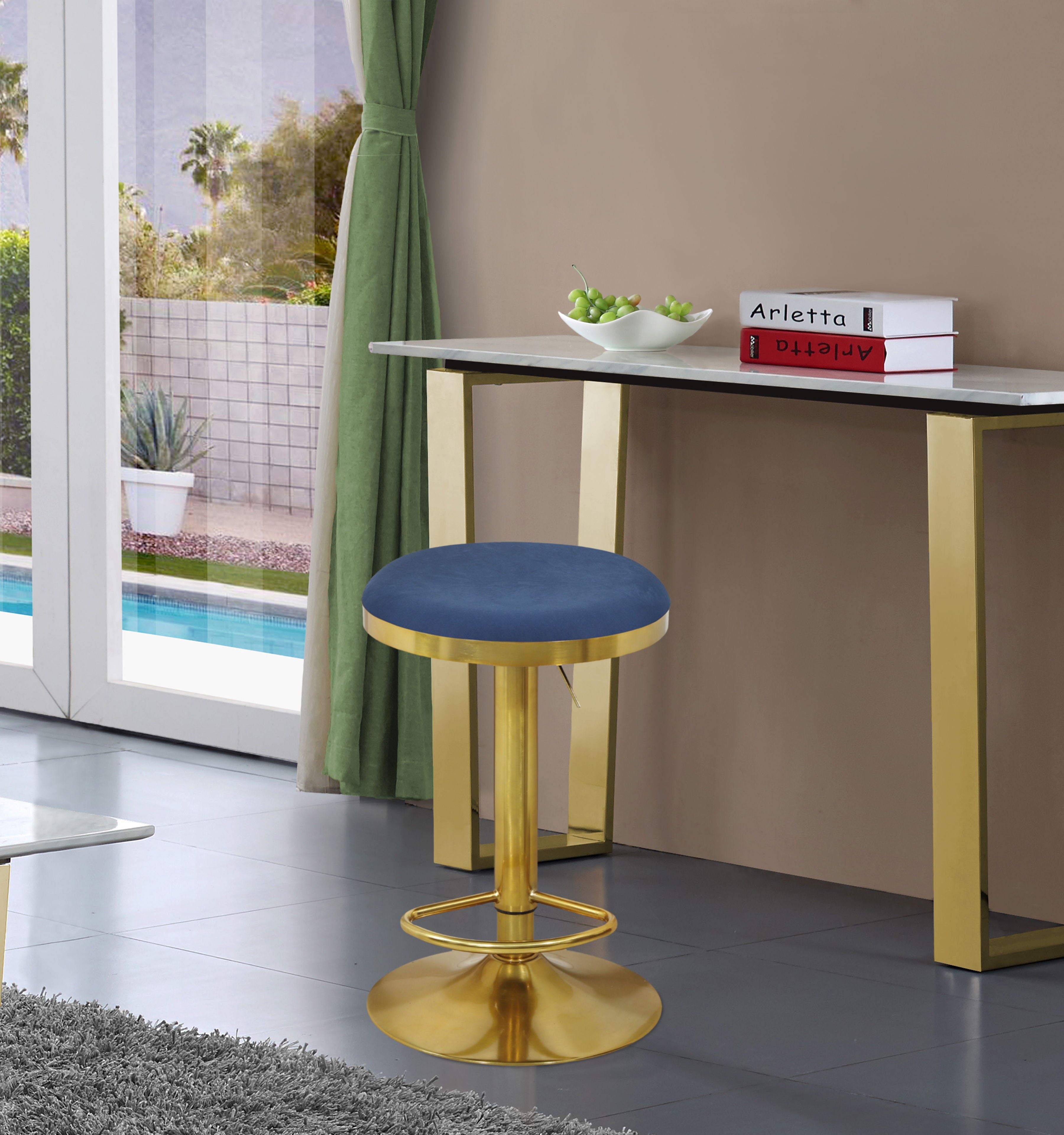 Brody - Adjustable Stool, Gold Base - Premium Adjustable Stools from Meridian Furniture - Just $337.50! Shop now at brett interiors