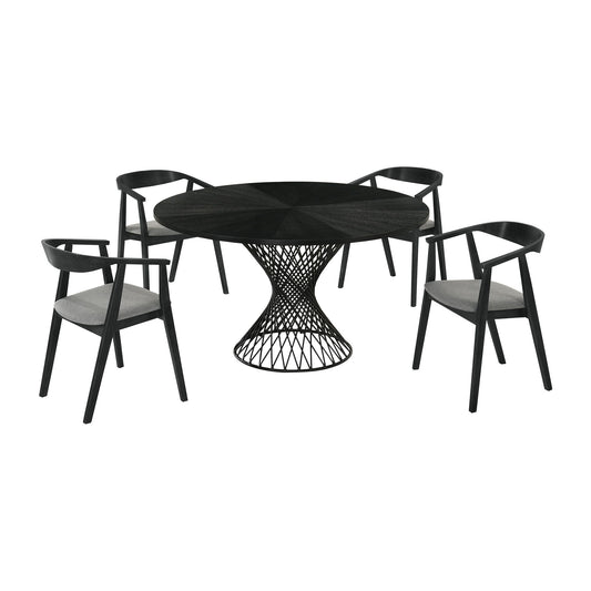 Cirque Santana - 5 Piece Dining Table Set - Charcoal / Black - Premium 5 Piece Dining Room Sets from Armen Living - Just $1912.50! Shop now at brett interiors