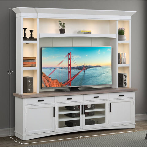 Americana Modern - TV Console with Hutch, Backpanel and LED Lights - Premium Entertainment Centers from Parker House - Just $2372.50! Shop now at brett interiors