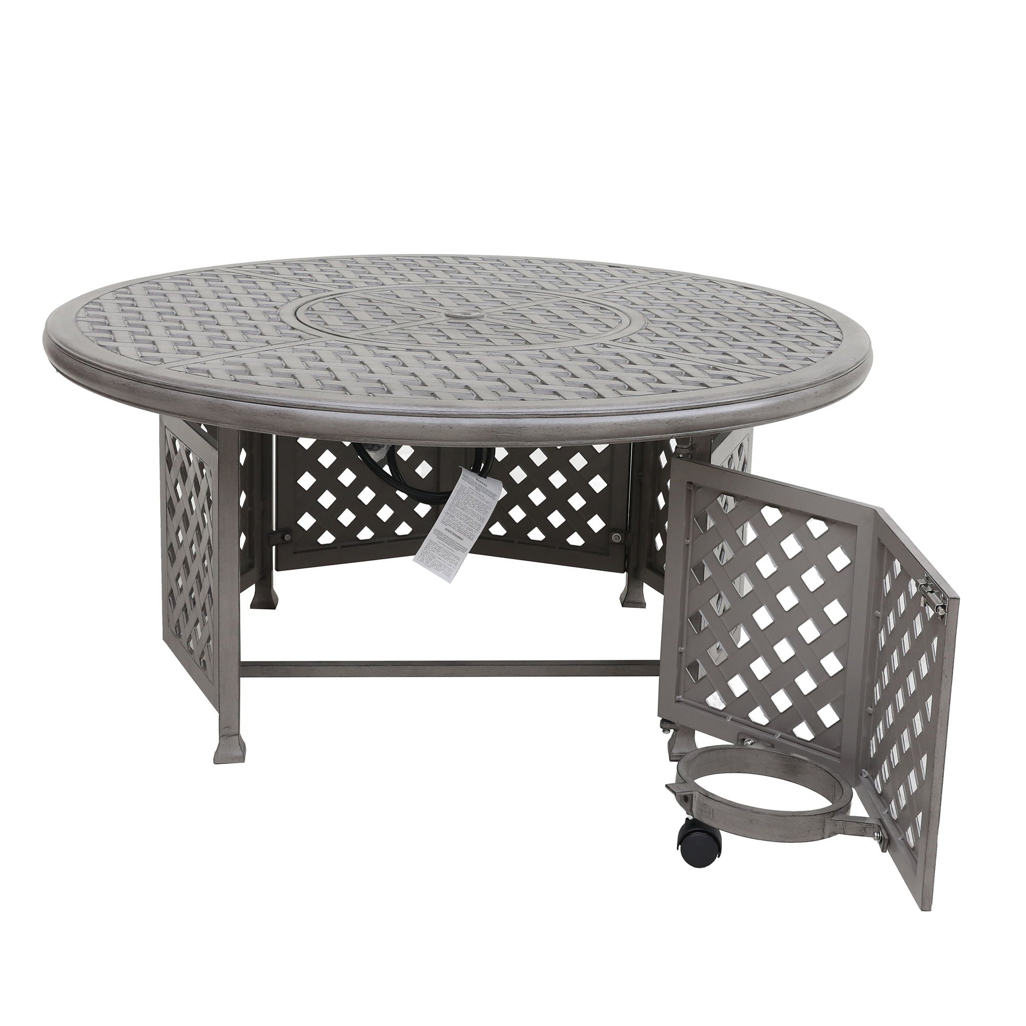 Cast Aluminum Propane Gas Firepit Table, Chat Height - Gray - Premium Fire Pits from Gather Craft - Just $1883! Shop now at brett interiors