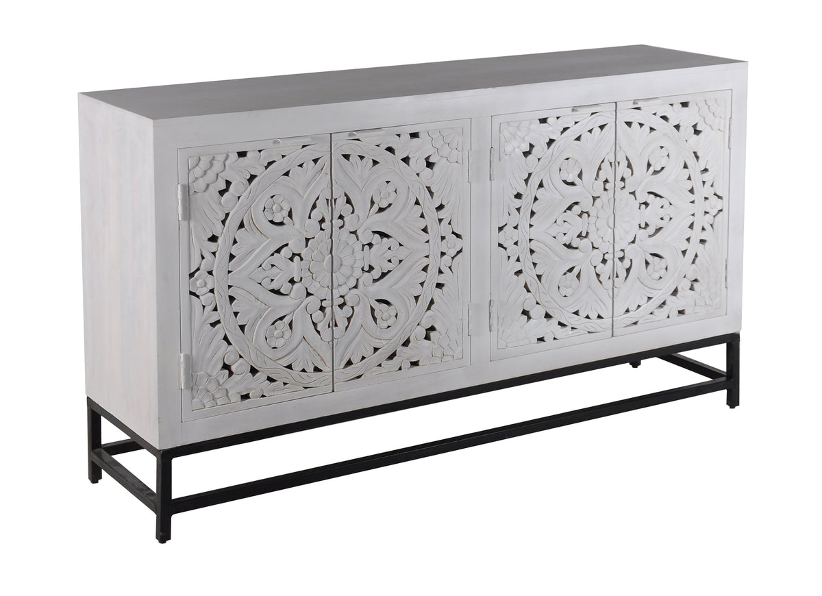 Fleur - Four Door Credenza - Floral White Wash - Premium Credenzas from Coast2Coast Home - Just $4950! Shop now at brett interiors