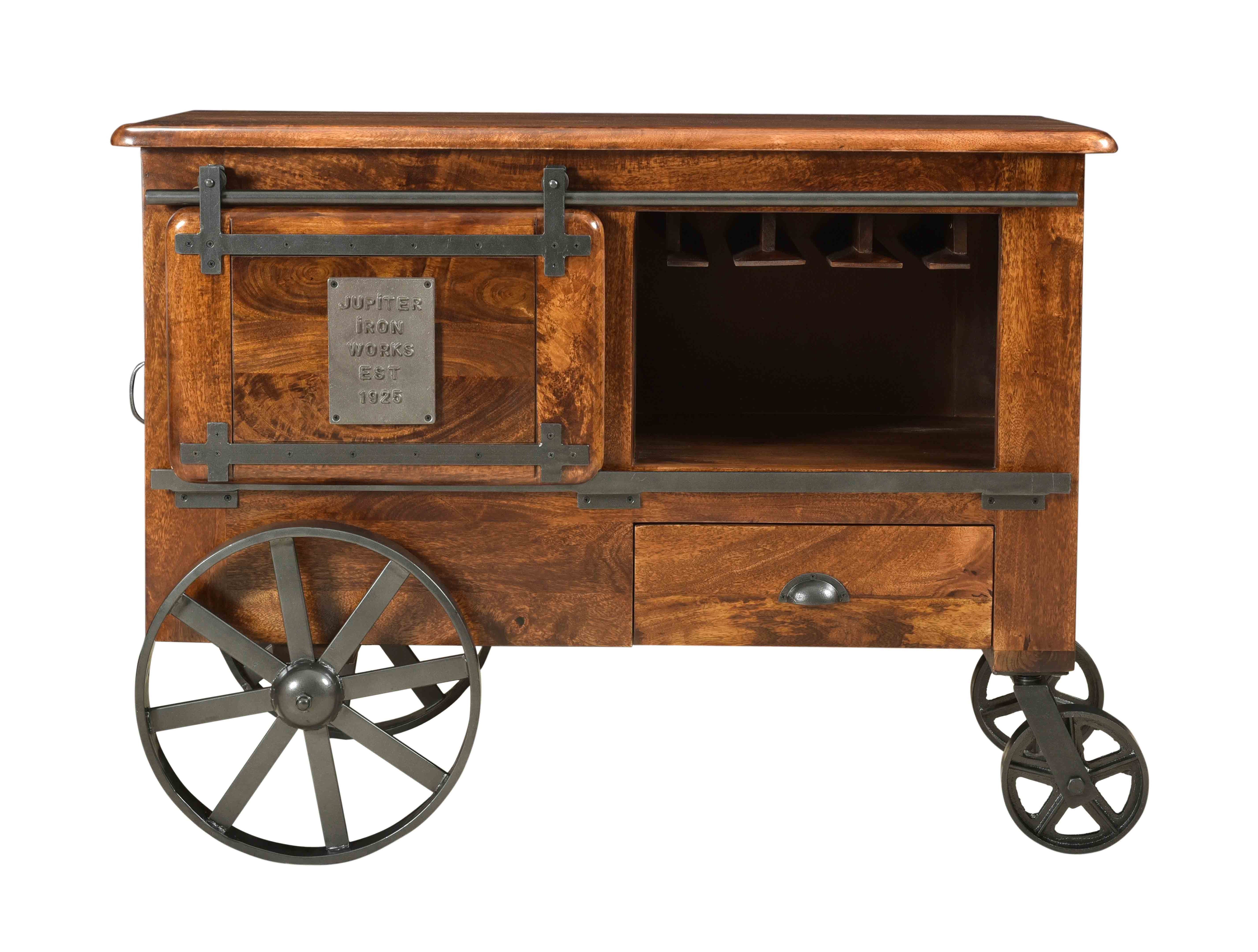 Massen - Two Door One Drawer Wine Cart - Warm Brown Mango - Premium Bars & Bar Carts from Coast2Coast Home - Just $4785! Shop now at brett interiors