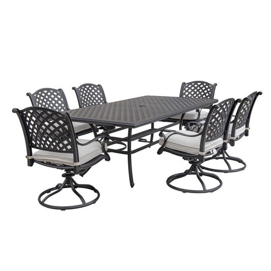 Stylish Outdoor 7 Piece Aluminum Dining Set With Cushion - Premium 7 Piece Outdoor Sets from Gather Craft - Just $3313! Shop now at brett interiors