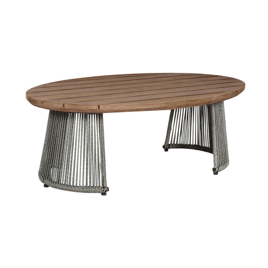 Benicia - Outdoor Patio Oval Coffee Table - Weathered Eucalyptus / Gray - Premium Coffee Tables from Armen Living - Just $732.50! Shop now at brett interiors