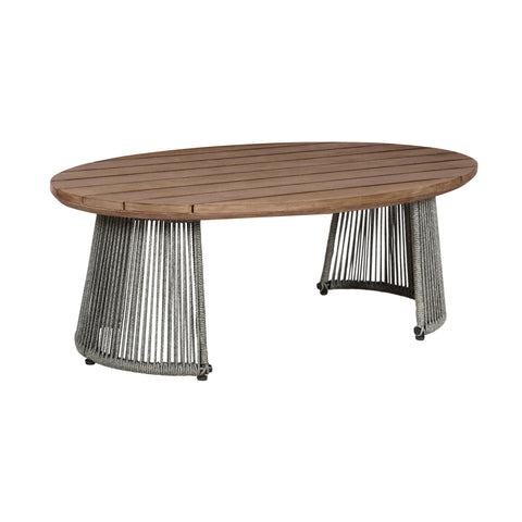 Benicia - Outdoor Patio Oval Coffee Table - Weathered Eucalyptus / Gray - Premium Coffee Tables from Armen Living - Just $732.50! Shop now at brett interiors