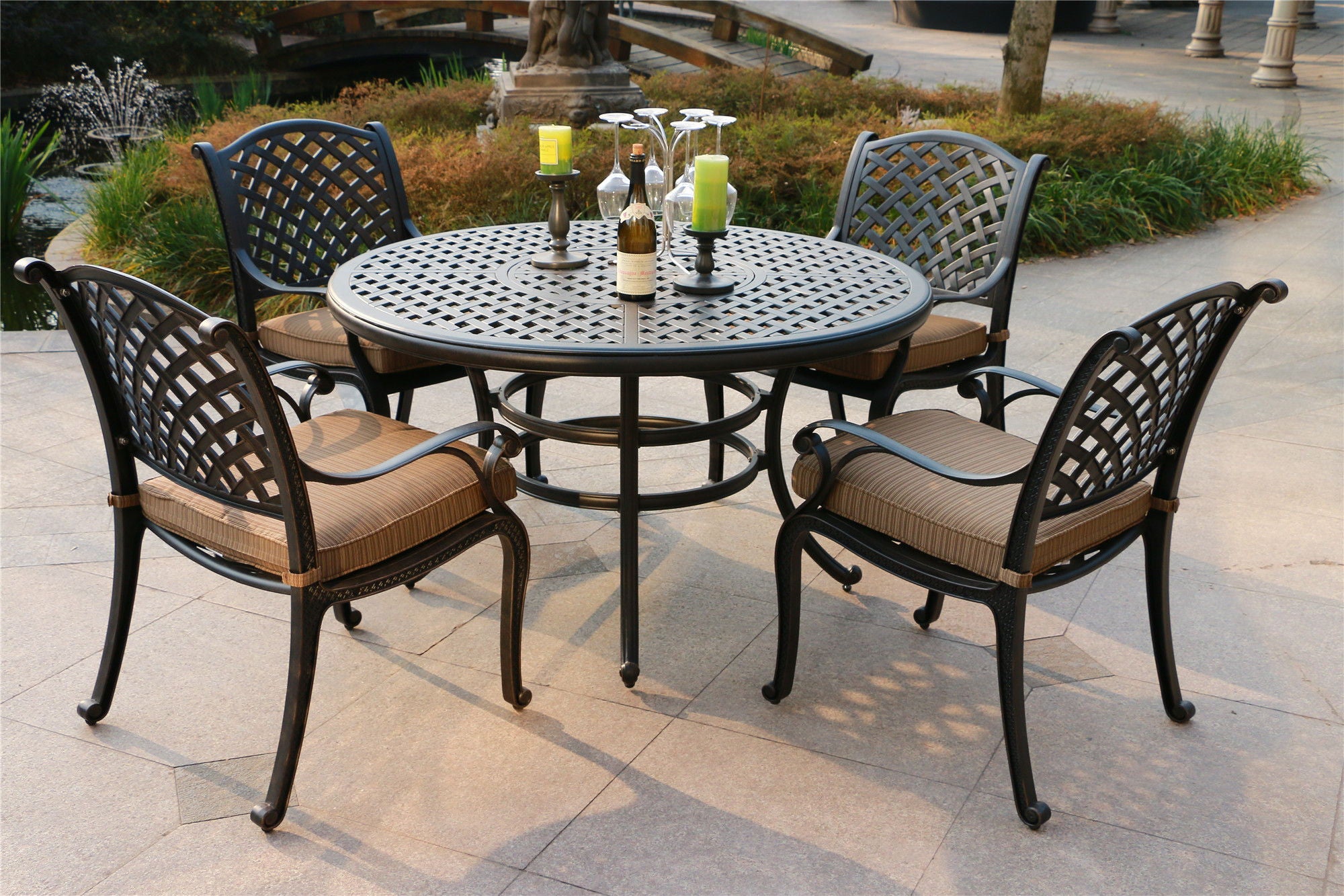 Round 4 Person 51.97" Long Dining Set With Cushions - Premium 5 Piece Outdoor Sets from Gather Craft - Just $2352! Shop now at brett interiors