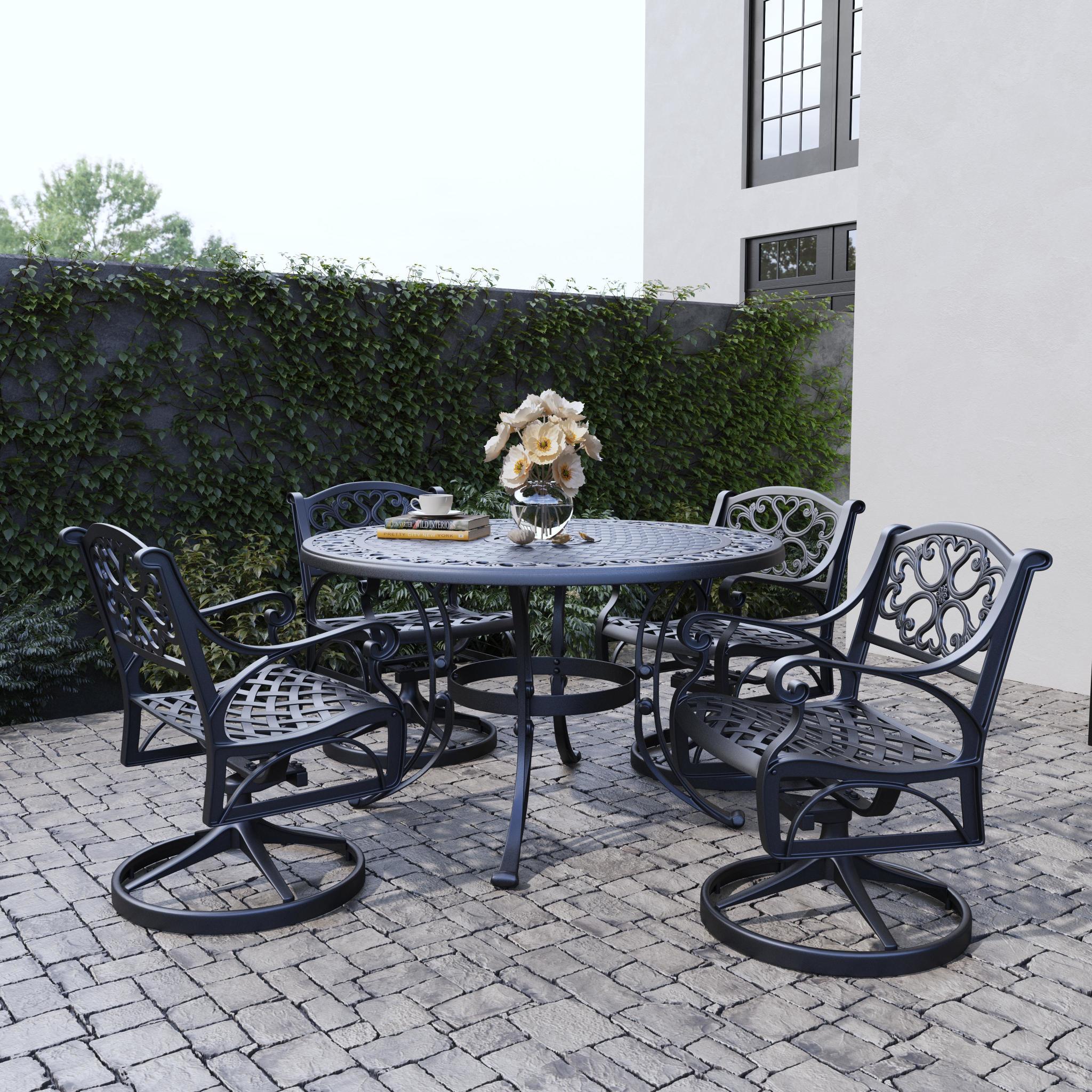 Sanibel - 48" Metal Outdoor Dining Set - Swivel Chairs - Premium 5 Piece Outdoor Sets from Homestyles - Just $3832.48! Shop now at brett interiors