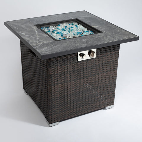 30" Outdoor Fire Table Propane Gas Fire Pit Table With Lid Gas Fire Pit Table With Glass Rocks And Rain Cover - Espresso - Premium Fire Pits from AS Outdoor Heating - Just $404! Shop now at brett interiors