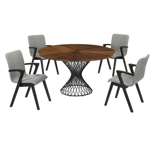 Cirque And Varde - Round Dining Set - Premium 5 Piece Dining Room Sets from Armen Living - Just $2022.50! Shop now at brett interiors