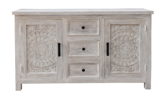 Juliana - Two Door Three Drawer Credenza - Flora White Wash - Premium Credenzas from Coast2Coast Home - Just $3960! Shop now at brett interiors