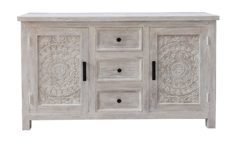 Juliana - Two Door Three Drawer Credenza - Flora White Wash - Premium Credenzas from Coast2Coast Home - Just $3960! Shop now at brett interiors