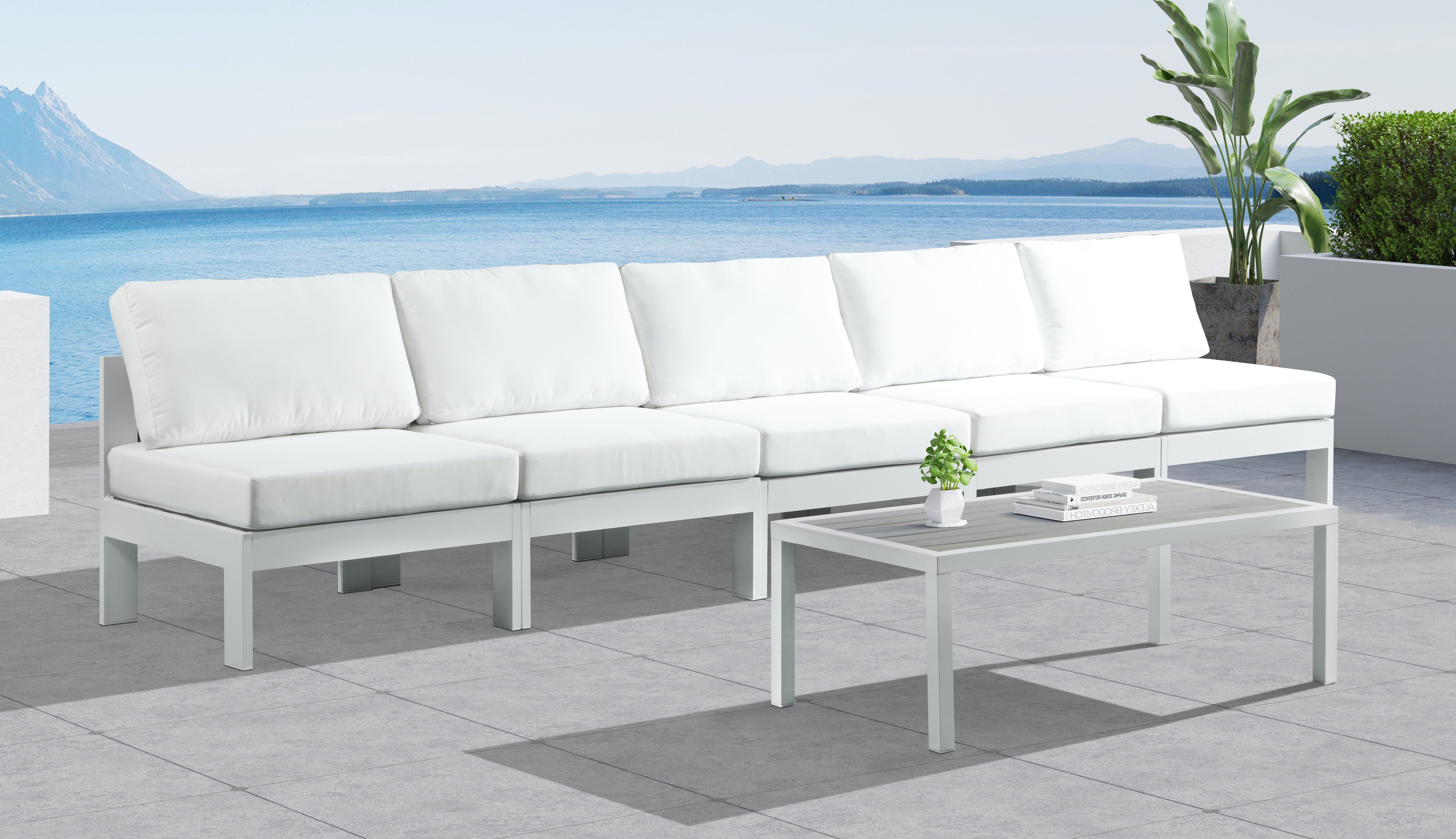 Nizuc - Outdoor Patio Modular Sofa Armless - White - Premium Sofas from Meridian Furniture - Just $4312.50! Shop now at brett interiors