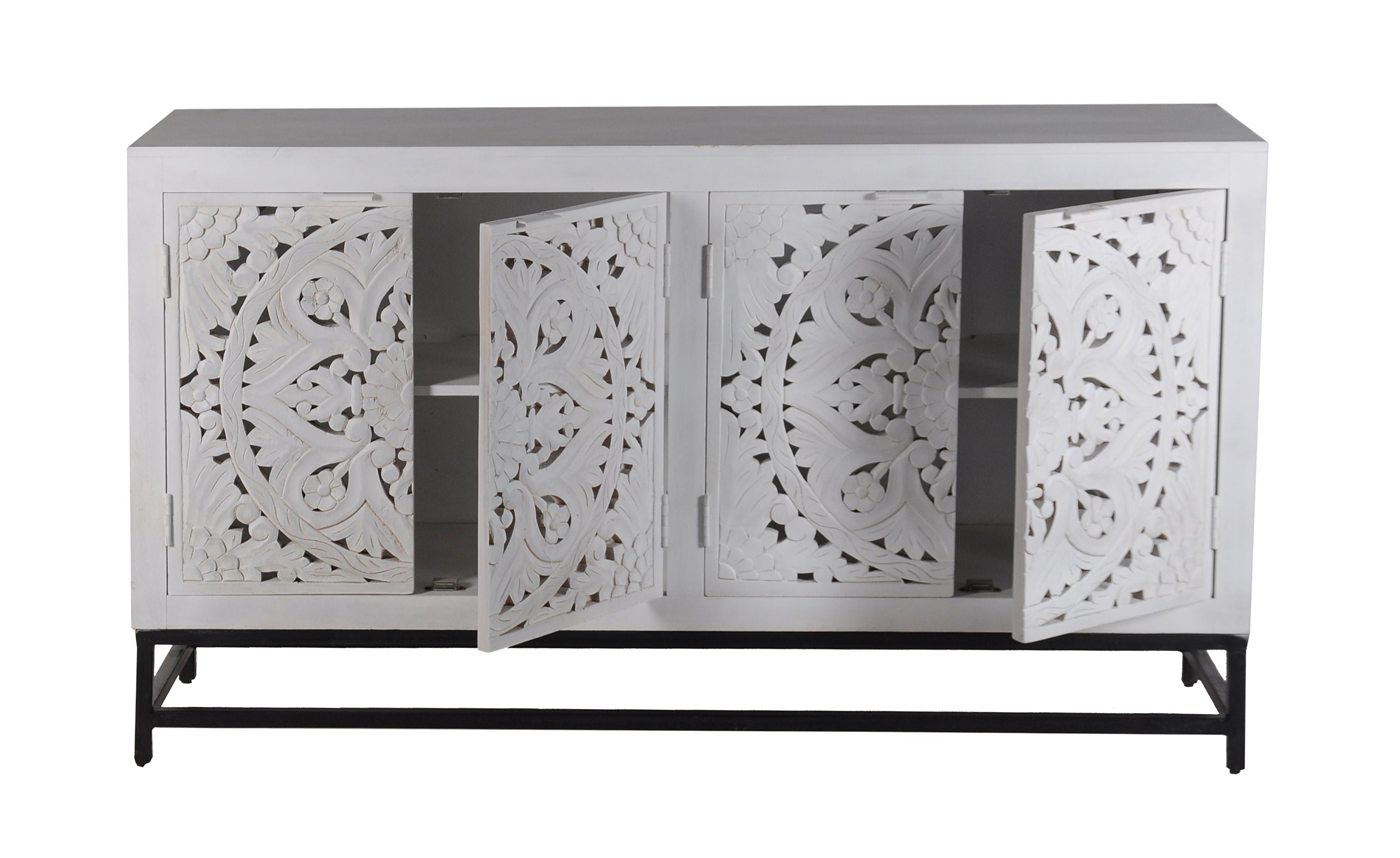 Fleur - Four Door Credenza - Floral White Wash - Premium Credenzas from Coast2Coast Home - Just $4950! Shop now at brett interiors