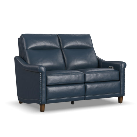 Elizabeth - Power Reclining Loveseat with Power Headrests - Blue - Premium Reclining Loveseats from Flexsteel - Just $3437.50! Shop now at brett interiors