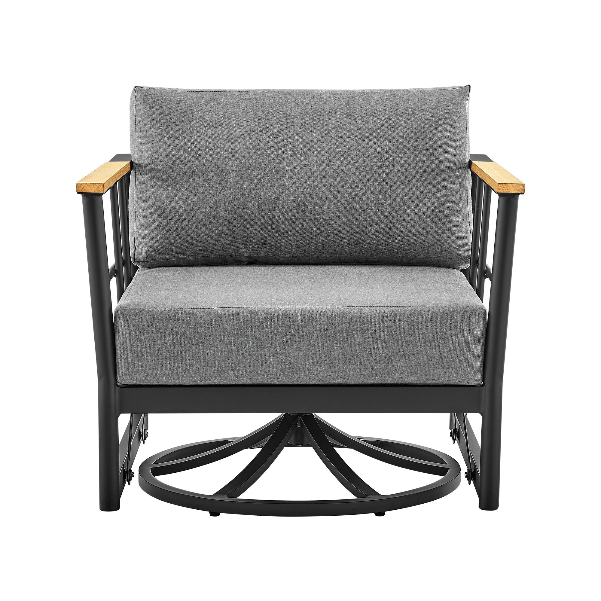 Veyda And Clementine - 3 Piece Patio Outdoor Swivel Seating Set With Cushions - Black / Gray - Premium 3 Piece Outdoor Sets from Armen Living - Just $3842.50! Shop now at brett interiors