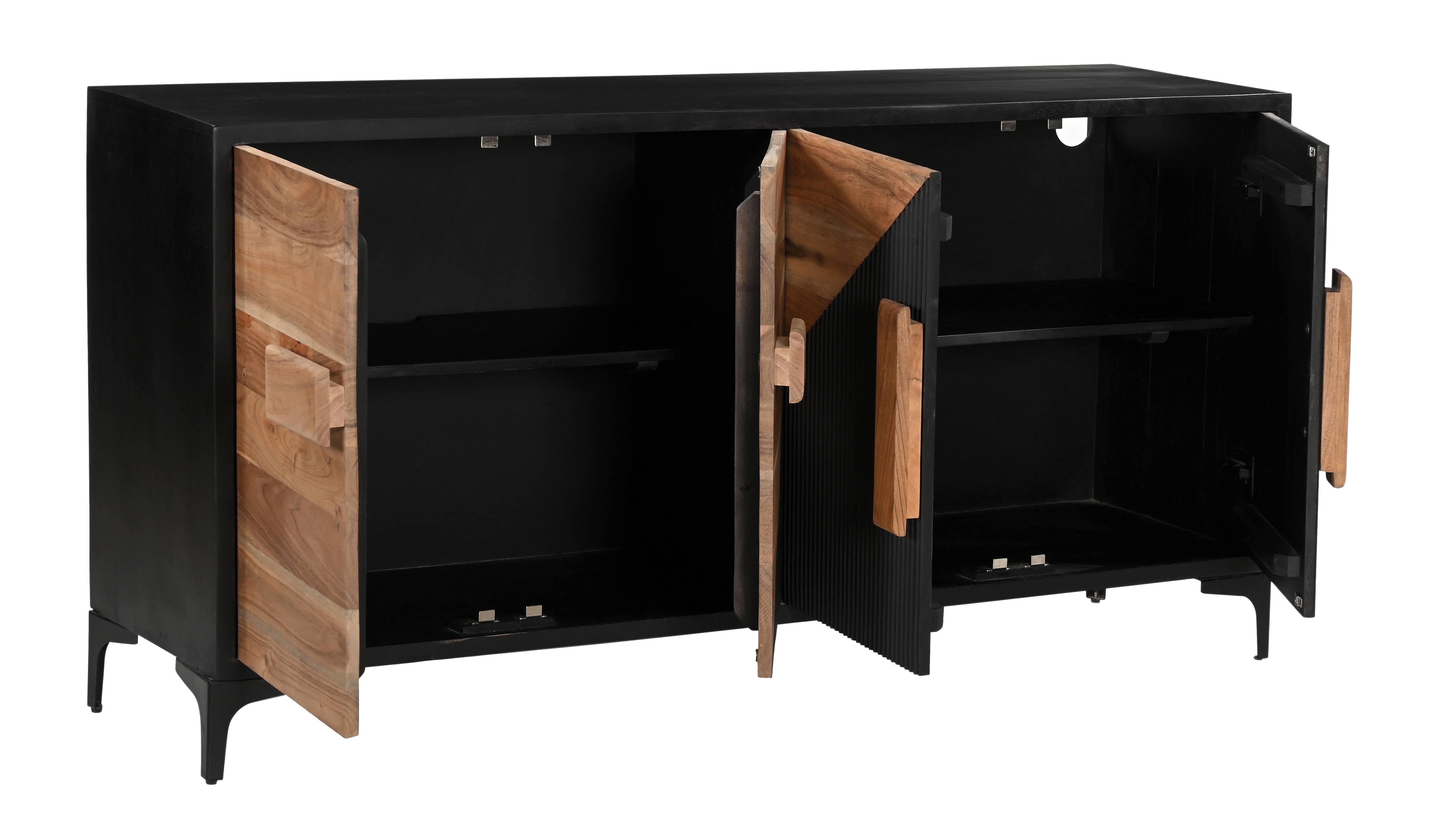 Methone - Four Door Credenza - Natural / Black - Premium Credenzas from Coast2Coast Home - Just $4785! Shop now at brett interiors