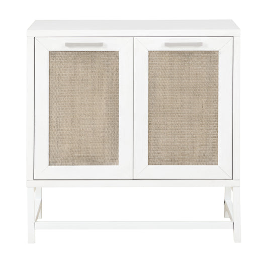 Hawthorne - Two Door Cabinet - White / Rattan - Premium Accent Cabinets from Coast2Coast Home - Just $2062.50! Shop now at brett interiors