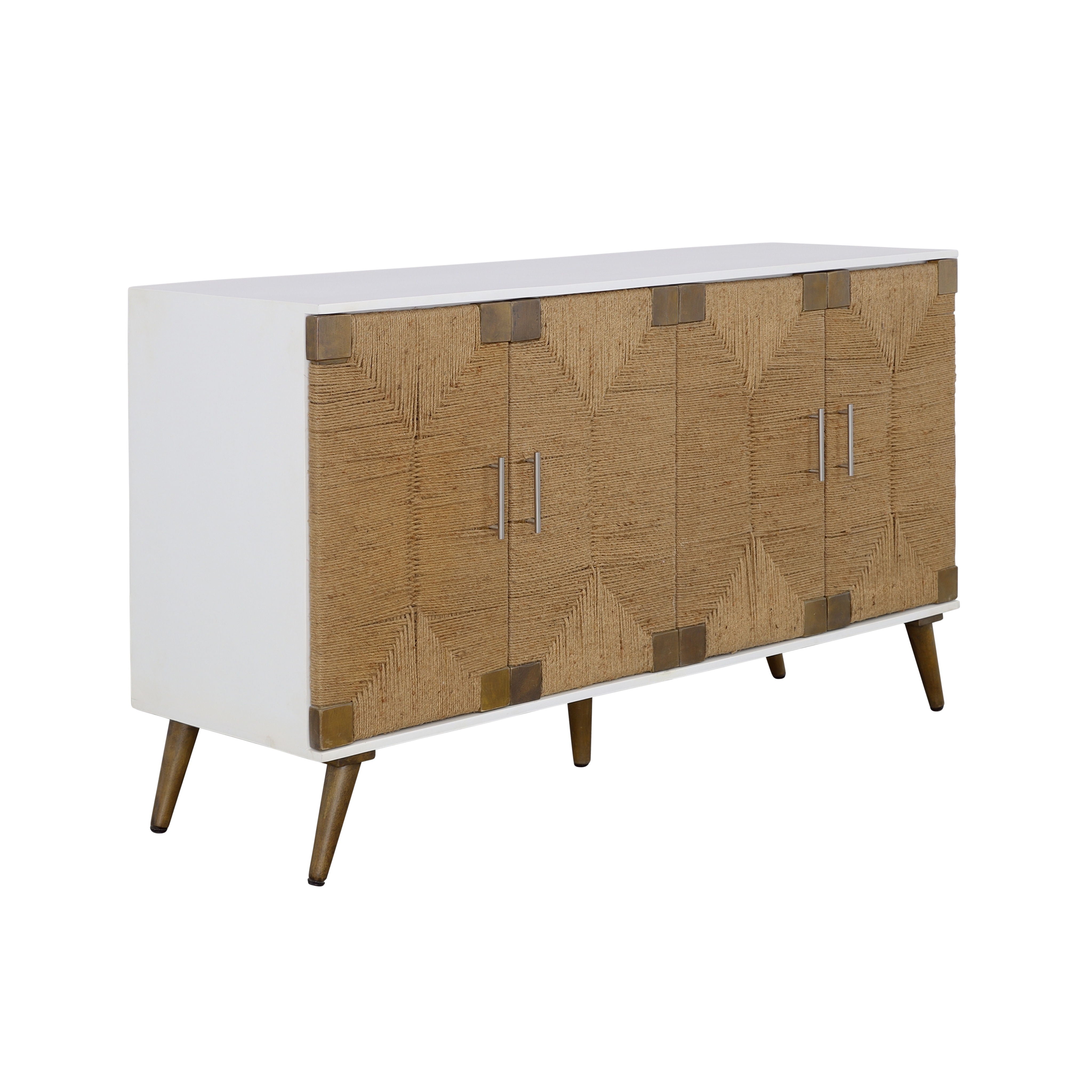 Egret - Four Door Credenza - White / Jute - Premium Credenzas from Coast2Coast Home - Just $4125! Shop now at brett interiors