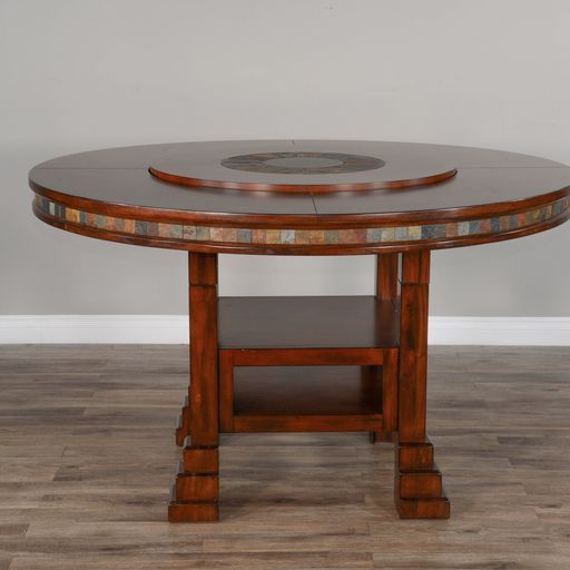 Santa Fe - 60" Round Table With Lazy Susan - Dark Brown - Premium Dining Tables from Sunny Designs - Just $1383! Shop now at brett interiors