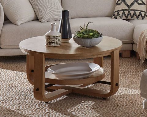 Escape - Cocktail Table Round With Shelf - Glazed Natural Oak - Premium Cocktail Tables from Parker House - Just $447.50! Shop now at brett interiors