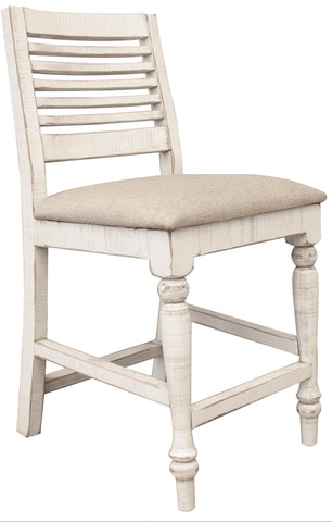 Stone - Barstool With Turned Legs (Set of 2) - Antiqued Ivory - Premium Stool Sets from International Furniture Direct - Just $580! Shop now at brett interiors