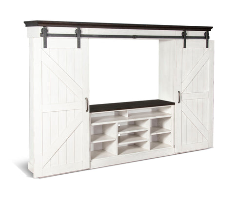 Carriage House - Entertainment Wall - White / Dark Brown - Premium Entertainment Centers from Sunny Designs - Just $3578! Shop now at brett interiors