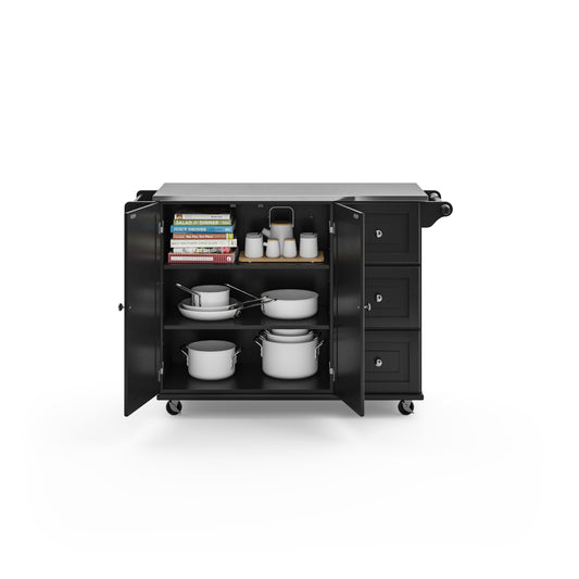 Blanche - Kitchen Cart With Stainless Steel Top - Black - 36" - Premium Islands & Carts from Homestyles - Just $1294.98! Shop now at brett interiors