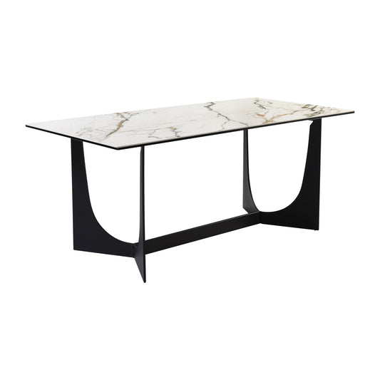 Esme - Dining Table Stone And Metal - Gray / Black - Premium Dining Tables from Armen Living - Just $2240! Shop now at brett interiors