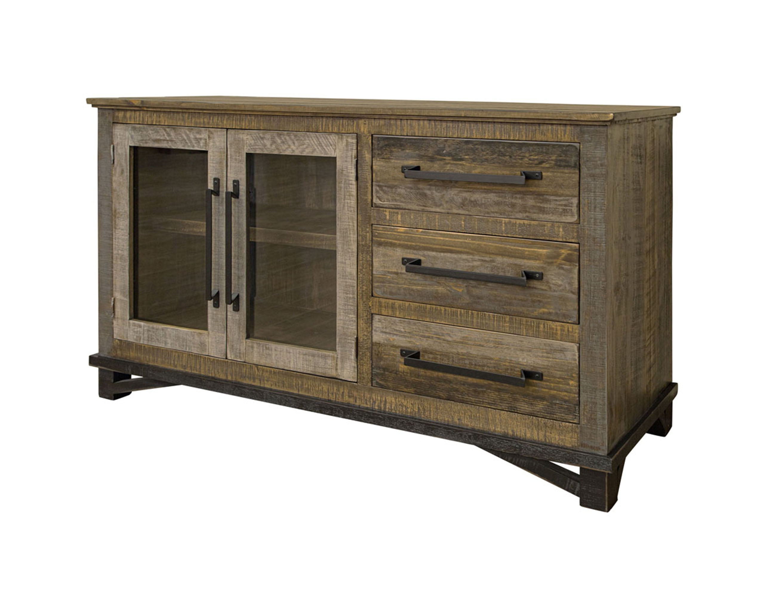 Loft Brown - 60” Buffet With 3 Drawer / 2 Doors - Two Tone Gray / Brown - Premium Buffets from International Furniture Direct - Just $1087.50! Shop now at brett interiors