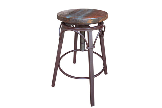 Antique - Stool With Iron Base - Multicolor - Premium Adjustable Height from International Furniture Direct - Just $307.50! Shop now at brett interiors