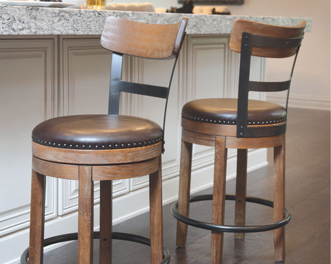 Pinnadel - Swivel Barstool - Premium Counter Height (24"-27") from Ashley Furniture - Just $254.10! Shop now at brett interiors