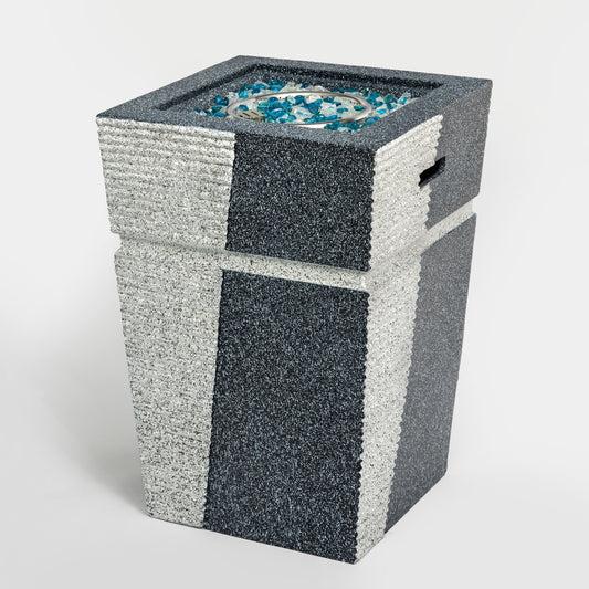 Outdoor Concrete Fire Pit Column Propane Fire Pit Patio Gas Fire Pit - Light Grey / Blue - Premium Fire Pits from AS Outdoor Heating - Just $408! Shop now at brett interiors