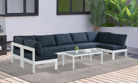 Nizuc - Outdoor Patio Modular Sectional 7 Piece - Navy - Premium Stationary Sectionals from Meridian Furniture - Just $6237.50! Shop now at brett interiors