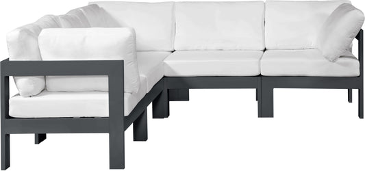 Nizuc - Outdoor Patio Modular Sectional 5 Piece - White - Premium Stationary Sectionals from Meridian Furniture - Just $4612.50! Shop now at brett interiors