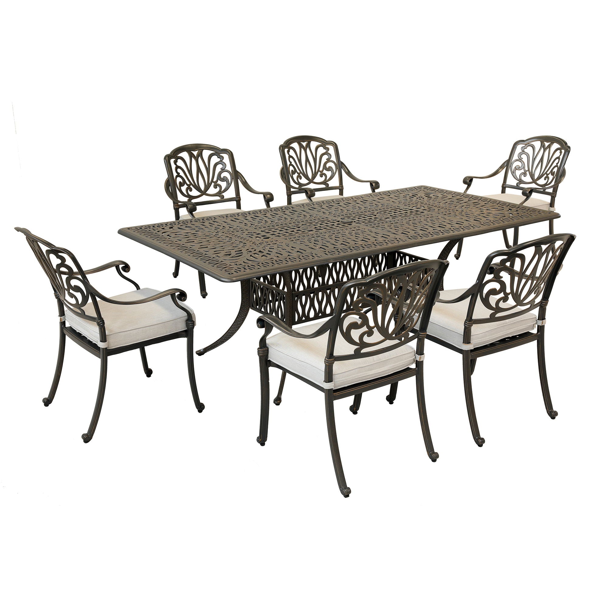 Rectangular 84.2" Long Dining Set With Sunbrella Cushions Gather Craft