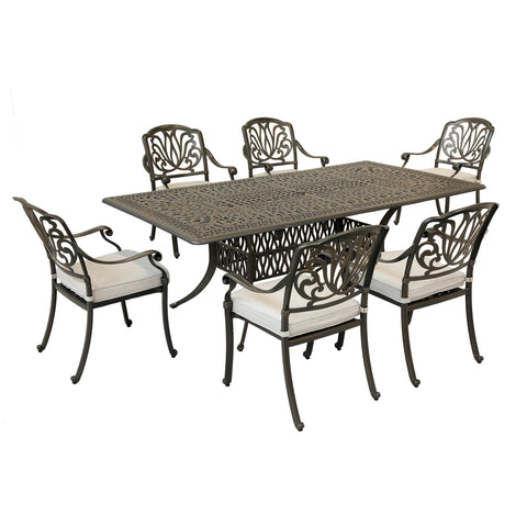 Rectangular 84.2" Long Dining Set With Sunbrella Cushions Gather Craft