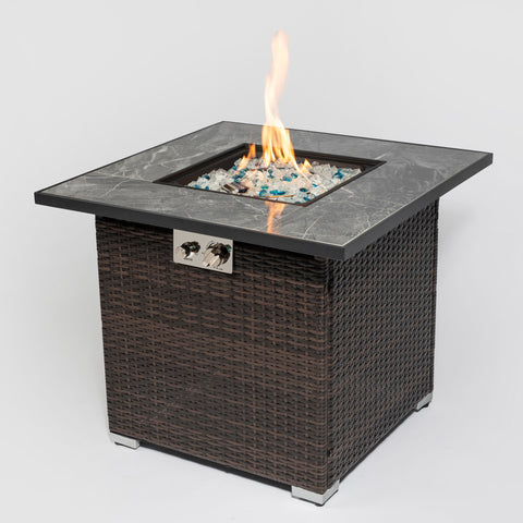 30" Outdoor Fire Table Propane Gas Fire Pit Table With Lid Gas Fire Pit Table With Glass Rocks And Rain Cover - Espresso - Premium Fire Pits from AS Outdoor Heating - Just $404! Shop now at brett interiors