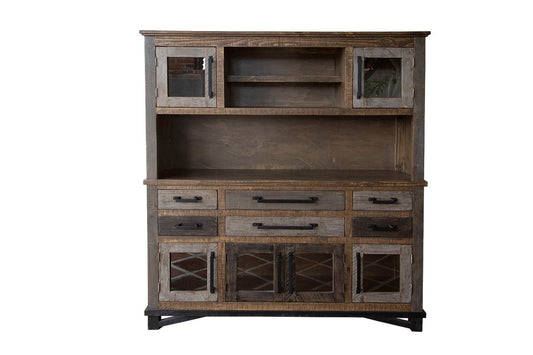 Loft Brown - Buffet And Hutch With 6 Drawers / 6 Doors - Two Tone Gray / Brown - Premium Hutches & Buffets from International Furniture Direct - Just $2135! Shop now at brett interiors