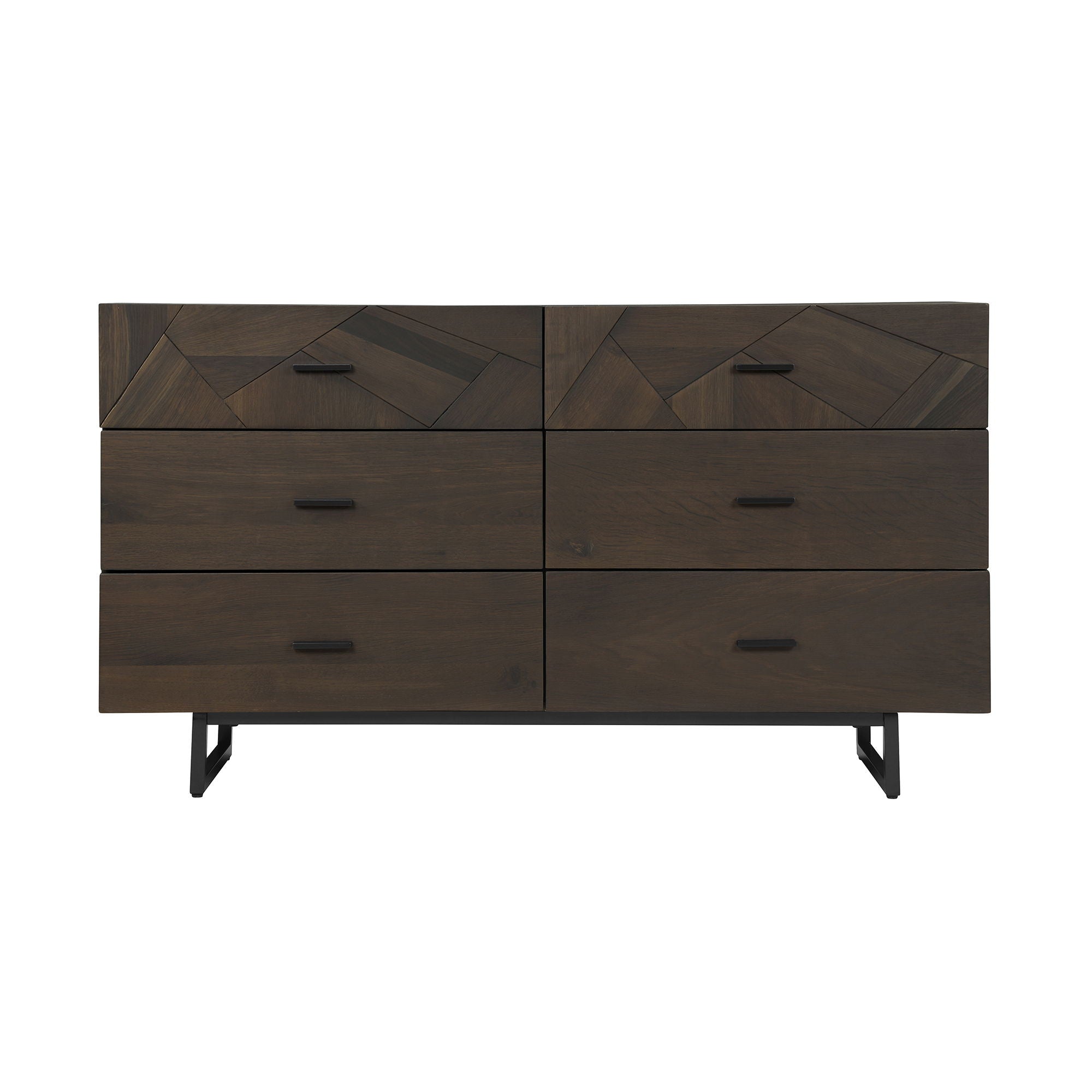 Marquis - 6 Drawer Dresser With Metal Legs - Oak / Black - Premium Dressers from Armen Living - Just $1872.50! Shop now at brett interiors