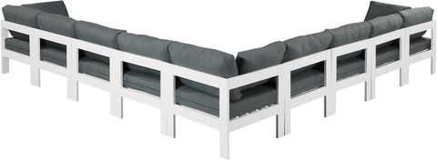 Nizuc - Outdoor Patio Modular Sectional 9 Piece - Grey - Fabric - Modern & Contemporary - Premium Stationary Sectionals from Meridian Furniture - Just $8062.50! Shop now at brett interiors