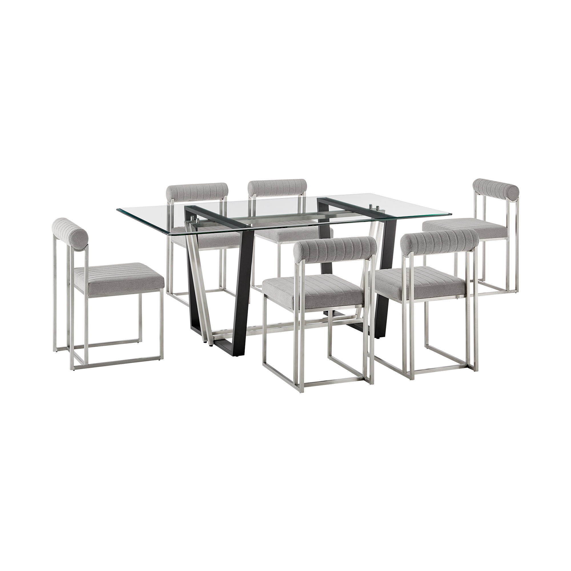 Kai Anastasia - Rectangular Glass Dining Table Set - Brushed Base - Premium 5 Piece Dining Room Sets from Armen Living - Just $3065! Shop now at brett interiors