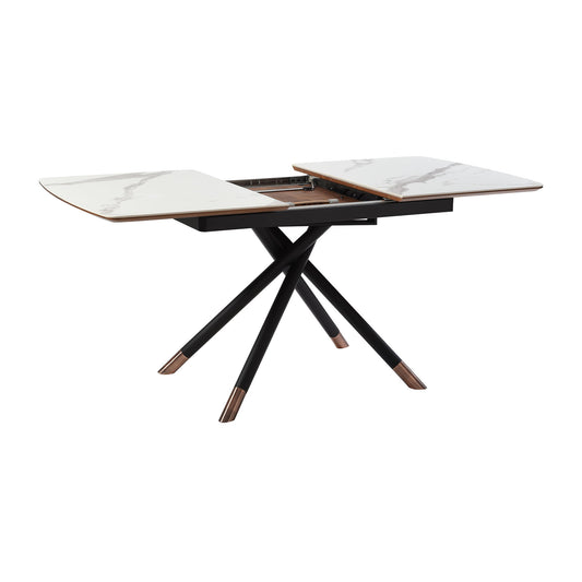 Alora - Extendable Dining Table Ceramic And Wood Top - Light Gray - Premium Dining Tables with Extensions from Armen Living - Just $2027.50! Shop now at brett interiors