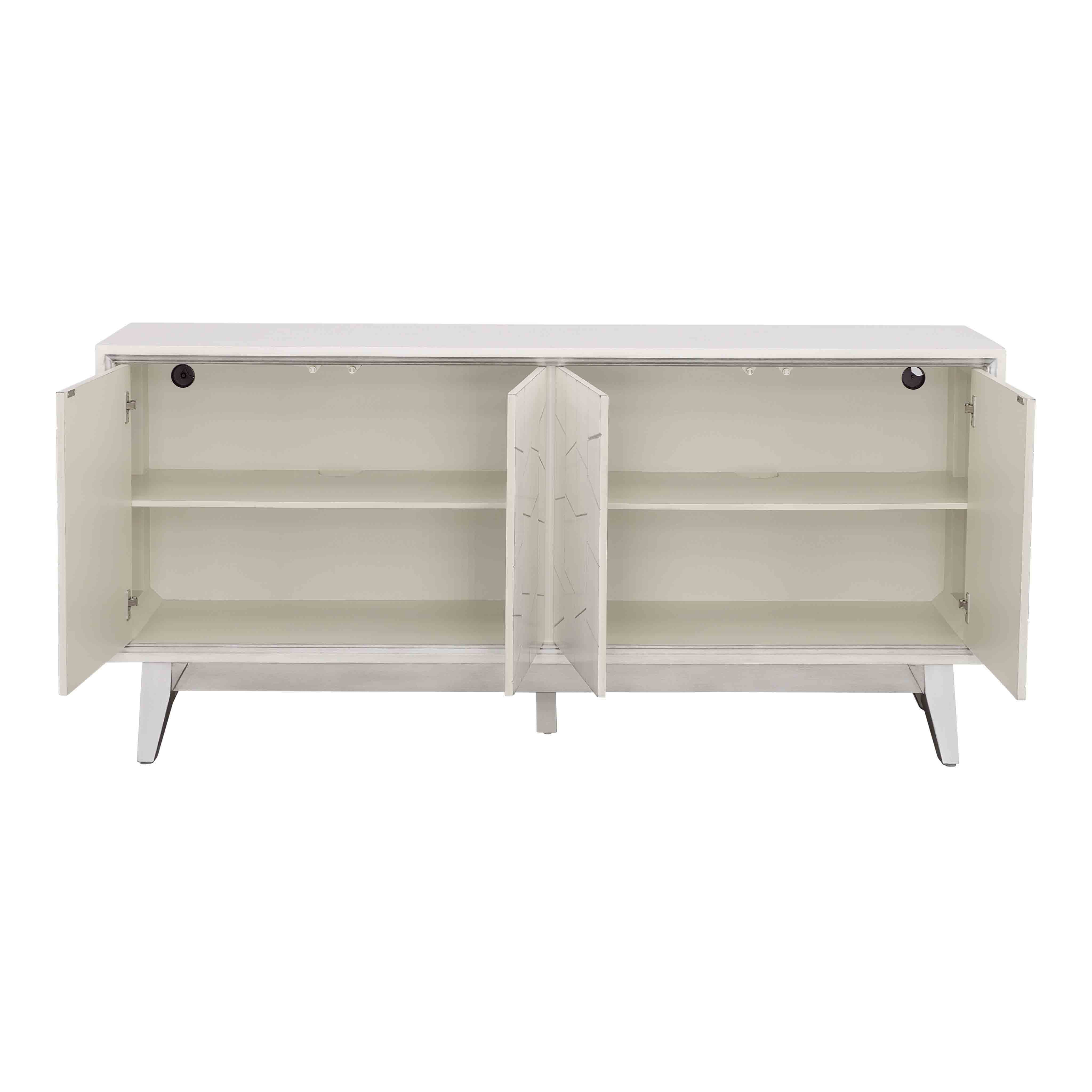 Summit - Four Door Credenza - White / Silver - Premium Credenzas from Coast2Coast Home - Just $3630! Shop now at brett interiors