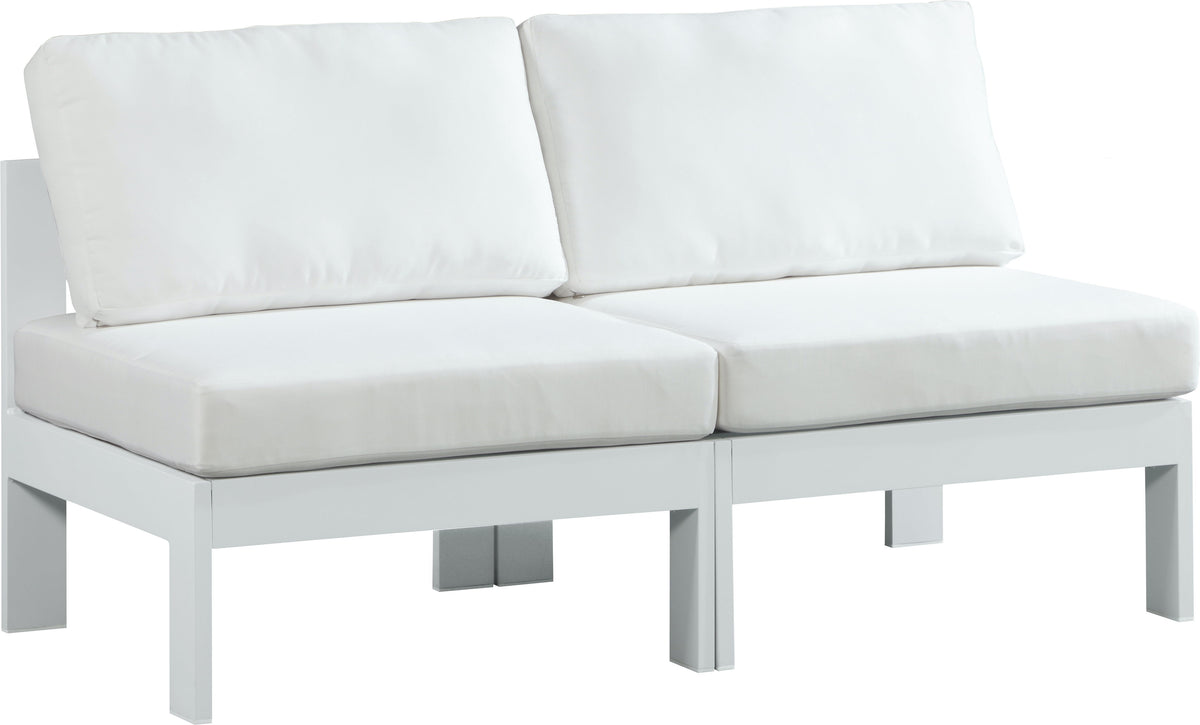 Nizuc - Outdoor Patio Modular Sofa - White - Fabric - Premium Sofas from Meridian Furniture - Just $1725! Shop now at brett interiors