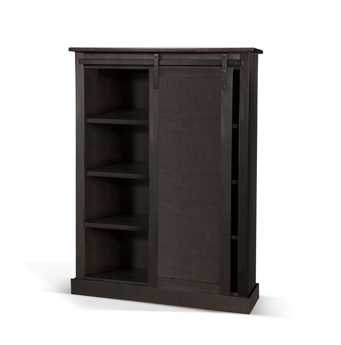 Bookcase With Barn Door - Dark Brown - Premium Standard Bookcases from Sunny Designs - Just $1156! Shop now at brett interiors