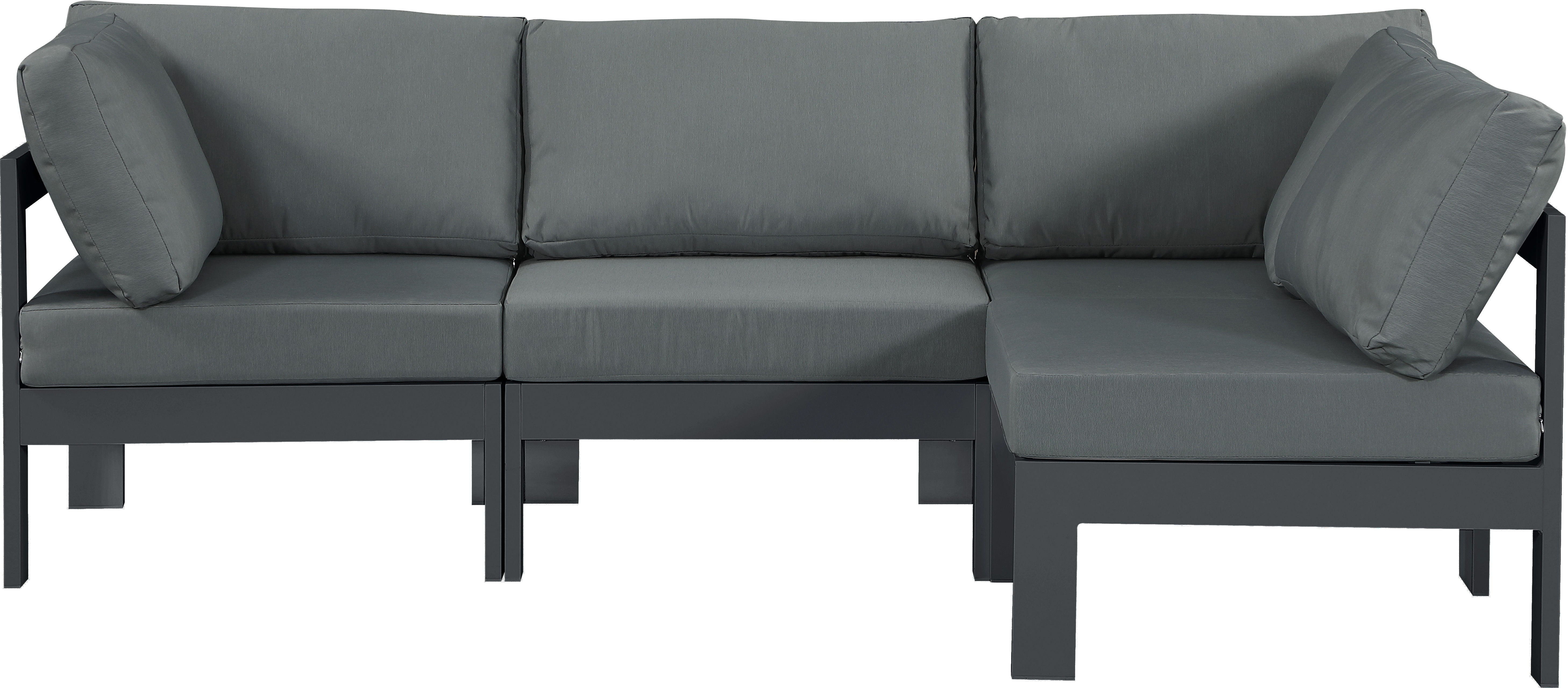 Nizuc - Outdoor Patio Modular Sectional 4 Piece - Grey - Premium Stationary Sectionals from Meridian Furniture - Just $3650! Shop now at brett interiors