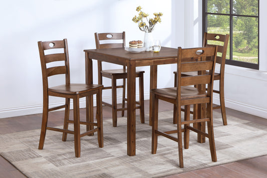 Salem - 5 Piece Counter Dining Set (Table & 4 Chairs) - Tobacco - Premium 5 Piece Dining Room Sets from New Classic - Just $447.50! Shop now at brett interiors