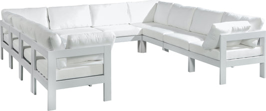 Nizuc - Outdoor Patio Modular Sectional 10 Piece - White - Fabric - Premium Stationary Sectionals from Meridian Furniture - Just $9025! Shop now at brett interiors